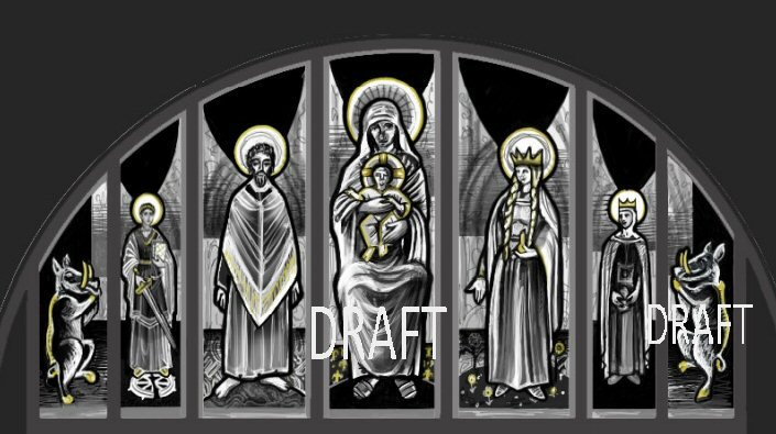 Mockup of planned stained glass windows